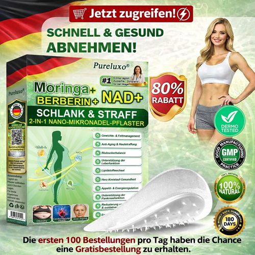 【🇩🇪Letzter Aktionstag – 70 % Rabatt】𝙋𝙪𝙧𝙚𝙡𝙪𝙭𝙤® 𝑴𝒐𝒓𝒊𝒏𝒈𝒂 & 𝑩𝒆𝒓𝒃𝒆𝒓𝒊𝒏 *NAD+ Schlank & Straff 2-in-1 Nano Mikronadel-Pflaster|Wissenschaftlich unterstützt | 10-in-1-Formel | Ergebnisse in 7 Tagen ⏳