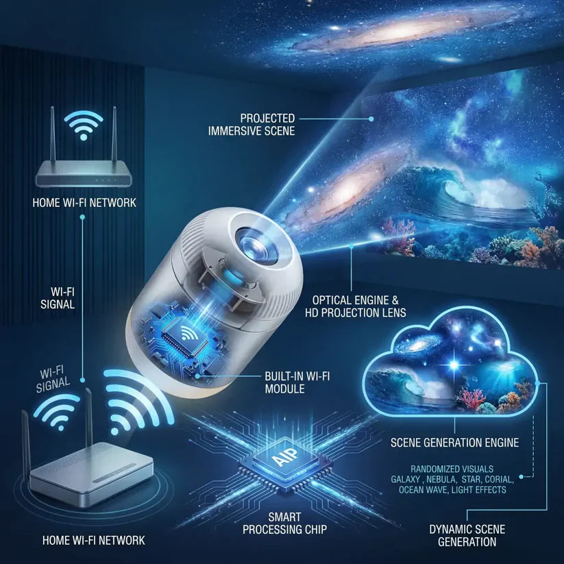 BVJ® 1Night Light Projector - Smart Holographic Star Projector